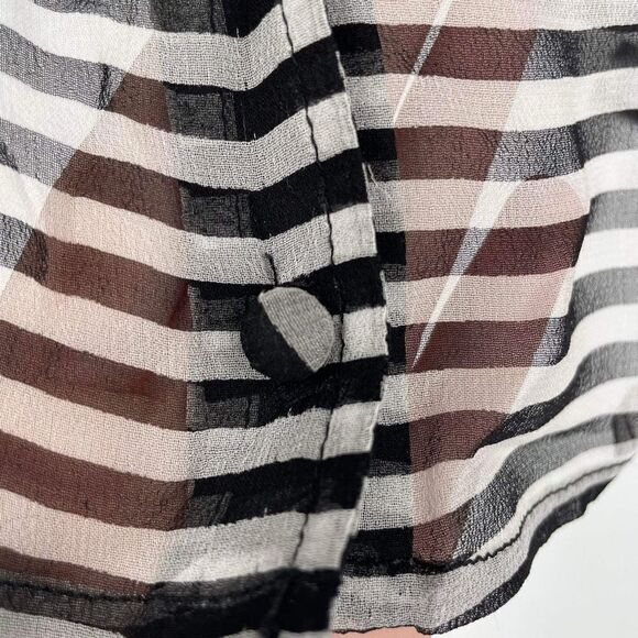 NWT GM Studio Women's Silk Striped Ruffle Sleeve Blouse Black White Size XS - Picture 6 of 12